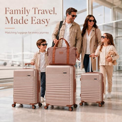 CONCEPTEN Luggage Sets 5 Piece, ABS+PC Hardshell Suitcases with Wheels - color: Champagne Gold, size: 5 Piece Sets (20/24/28/Db/Tb)