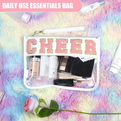 BuyCard Cheer Gift Chenille Letter Bags Clear Cheerleading Makeup Bag White - color: White-Cheer