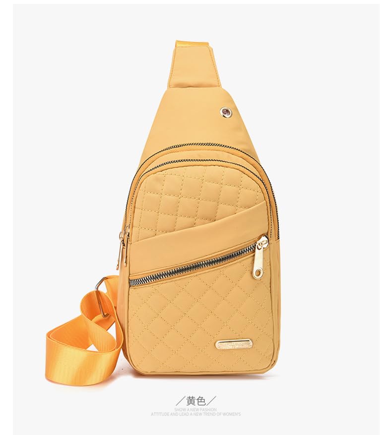Small Sling Bag For Women Men Fashion Casual Crossbody Sling Backpack Solid Wallet - color: Deep Yellow
