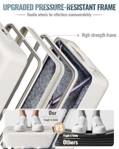Joyway 4-Piece Hardside Luggage Set with Backpack, 20 24 28 Inch, White | ABS+PC Hardshell, TSA lock, 360 Spinner Wheels, Lightweight Pressure-resistant, Expandable Multi-function Travel Bag - color: White, size: 4-Piece Set (20/24/28/BP)