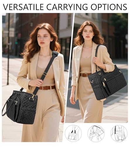 Bagstellar Teacher Tote Bag for Women, 15.6" Laptop Work Tote Computer Bag - color: Taupe
