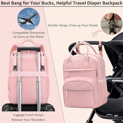 Tenot Diaper Bag Backpack for Women with Changing Pad Baby Pink - color: Baby Pink, style: With Extra Layer & Changing Pad