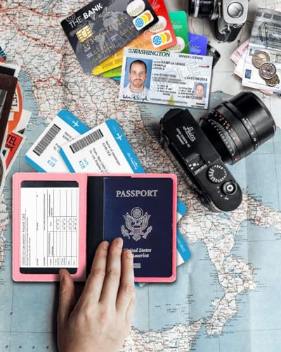 Sizobi Leather Passport Holder Covers, Passport Holder for Travel Women - color: Pink
