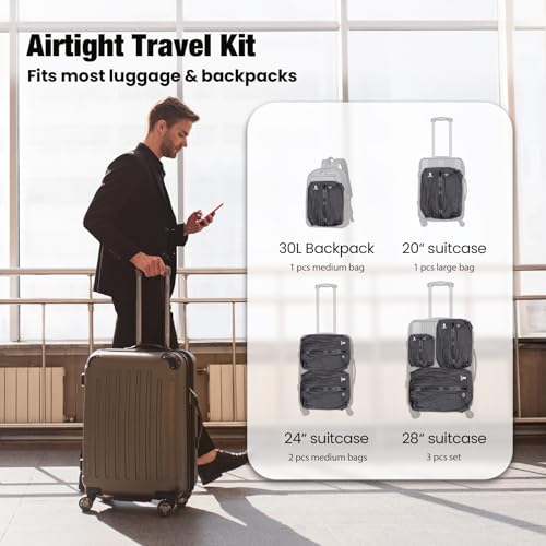 3Pack Vacuum Bags for Travel with Pump,Reusable&Waterproof,Black - color: Black