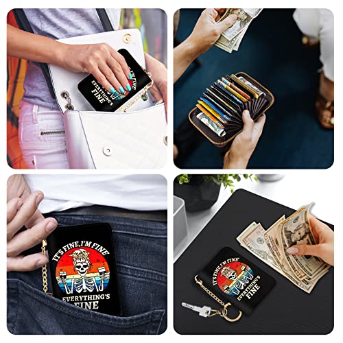 Yonlevres Credit Card Holder RFID Small Wallet Women Keychain Zipper - color: Coffee Skull