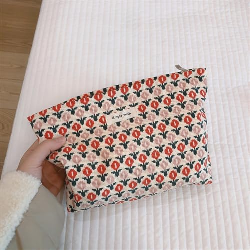 Wudygirl Makeup Bag for Women Travel Cosmetic Bag 10.5"x7.5" Boho Floral - color: Boho Floral
