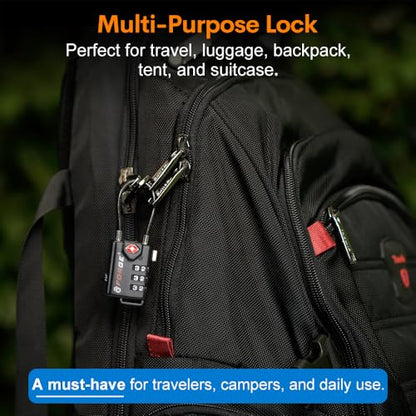 Forge TSA Approved Luggage Locks, Open Alert Cable Lock, Black, 2 Pack - color: Black 2 Pack