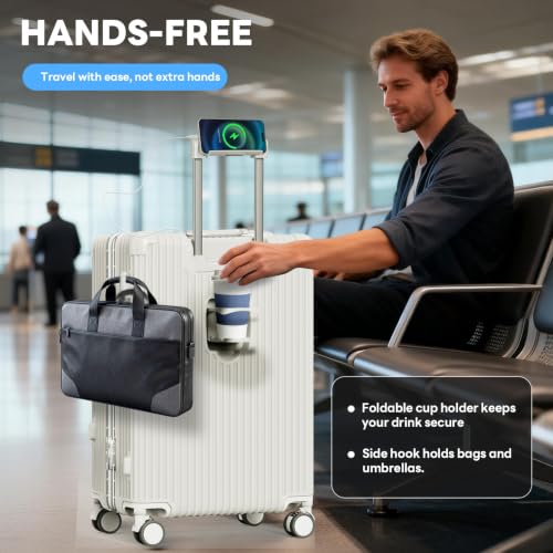 20 Inch Carry on Luggage with Front Pocket, Hard Shell Suitcase with Wheels - color: Off White