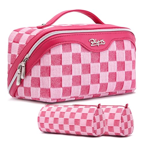 BOYATU Travel Makeup Bag Cosmetic Bags for Women: 3-Piece Makeup Bag Set - color: D-4-Red
