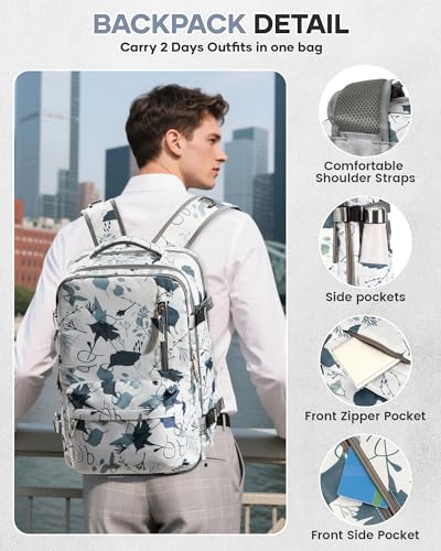 Vacuum Seal Carry on Backpack for Women Travel with Air Pump TSA Approved - color: A21-leafwhite, size: Small