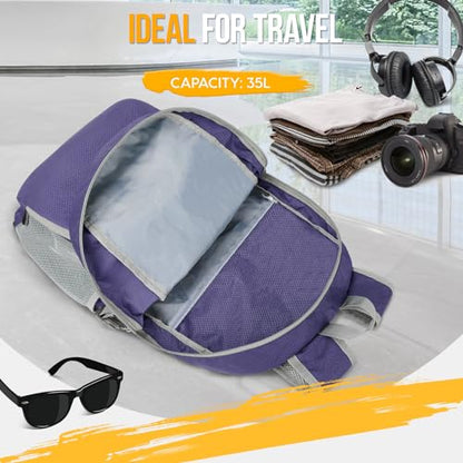 ZOMAKE Lightweight Packable Backpack 35L, Water Resistant Foldable Day Pack - color: C-purple