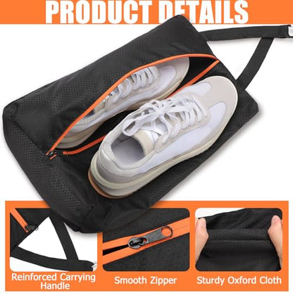 TOBWOLF 2PCS Golf Shoe Bags, Water-Resistant for Smelly Cleats - color: Black-Orange & Black-Yellow