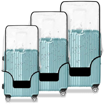 3-Piece Set (20/24/28 Inch) Clear Suitcase Cover (Black Trim) - color: Black Trim-0.4mm, size: 20/24/28" Suitcase Cover.