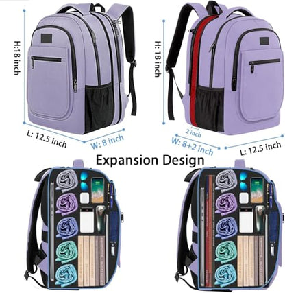 MATEIN Travel Backpack for Women, Expandable 15.6 inch Laptop Backpack - color: Purple, size: 15.6 inch