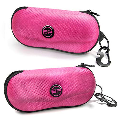 BLUPOND Sunglasses Case Semi Hard EVA Shell with Metal Hanging Hook Belt Clip Sun Glasses Storage - color: Pink/Pink