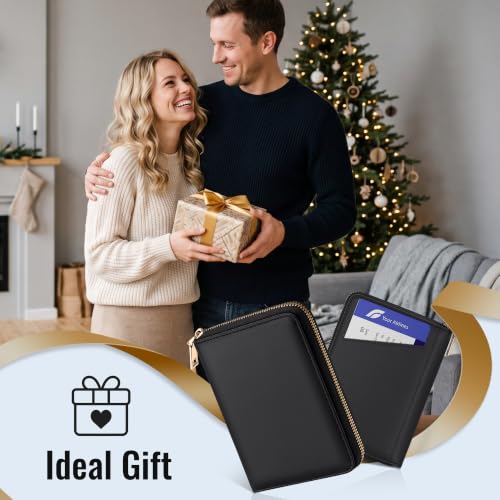 Airkit 2 Pack Passport Holder Cover, Travel Zipper Wallet, Credit Card Case - color: Classic Black