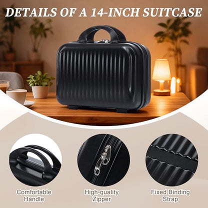 Merax Carry On Luggage,20 IN Top Open Suitcase with 14 Inch Cosmetic Case - color: Black, style: Modern