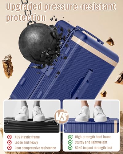 Joyway 22 Inch Carry On Luggage with Spinner Wheels and Cup Holder, Blue - color: Blue, size: 22 inch