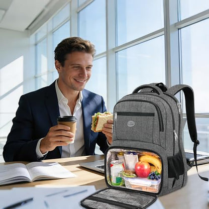 MATEIN Laptop Backpack with Lunch Box, 18 Inch Gray Mens Work Backpack - color: Grey, size: 18 Inch