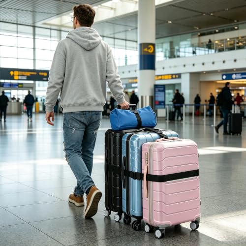 5 Packs Luggage Straps for Suitcases, Connect Up to 4 Suitcases ＆ Add a Bag - color: Black-5