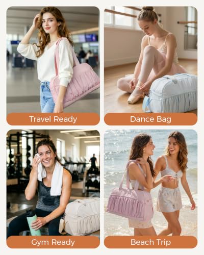Cute Travel Duffle Bag for Women, Carry On Airline Personal Item Bag - color: BabyPink
