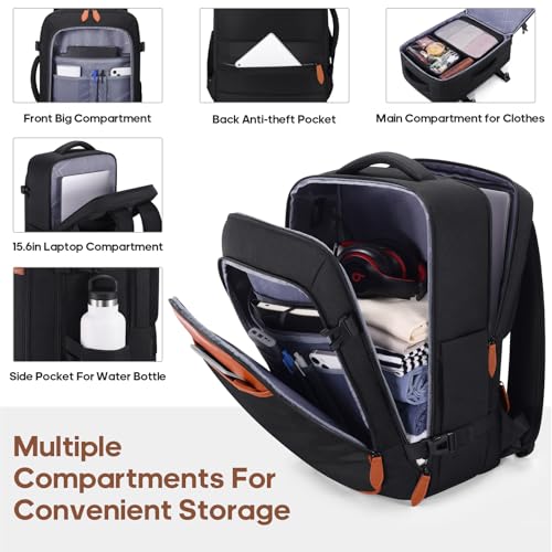 Luggage Sets 7 Piece,Hardside Large Checked Suitcase with Backpack Set - color: Black, size: 7-Piece Sets