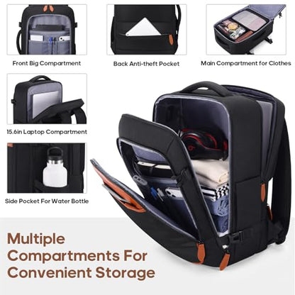 Luggage Sets 7 Piece,Hardside Large Checked Suitcase with Backpack Set - color: Black, size: 7-Piece Sets