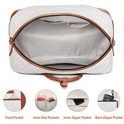 IBFUN Weekender Bags for Women, 3PCS Travel Set with Shoe Compartment 21.6 - color: A13-brown+gray leopard