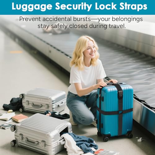 Travel Inspira TSA Accepted Long Luggage Cross Straps for Suitcases - color: Cross Black