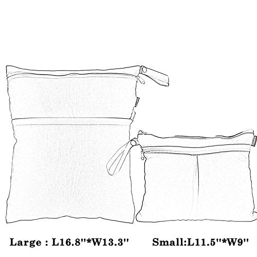 Damero 2Pcs Cloth Diapers Wet Dry Bag, Zippered Organizer, Elephants