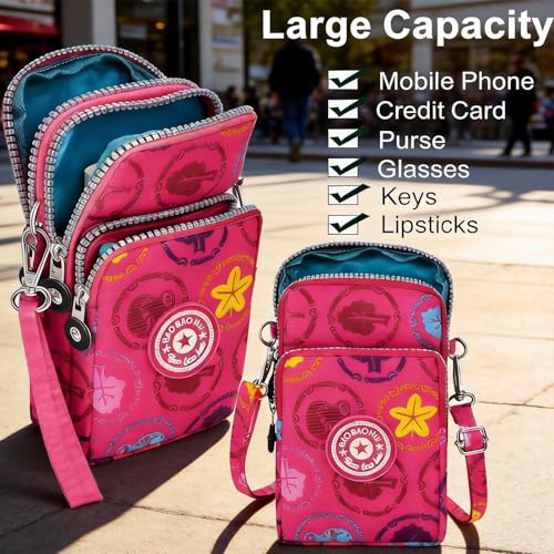 Small Crossbody Bag for Women, Slim Vertical Phone Wallet with Adjustable Strap, Cell Phone Purses Handbag - color: Red