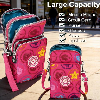 Small Crossbody Bag for Women, Slim Vertical Phone Wallet with Adjustable Strap, Cell Phone Purses Handbag - color: Red