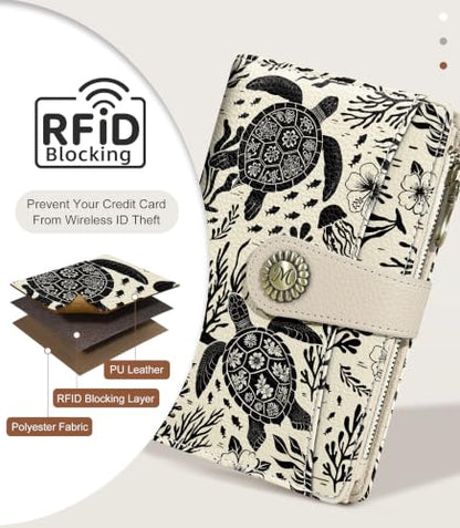 Sea Turtle Wallet Women RFID, Passport Holder, Credit Card Holder - color: Sea Turtle