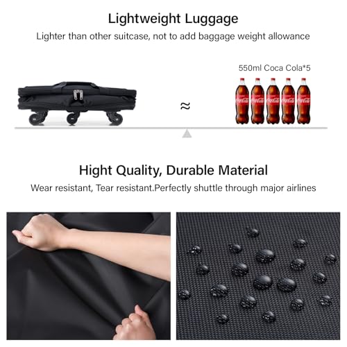 Hanke Expandable Collapsible Luggage with Wheels, Black Upgrade Version 2, 98L, Water-Resistant, 5 Spinner Wheels, 3 Pockets, Polyester, 19x13x27.2 inches, 6.1lb, Carry-On Luggage, Travel, Vacation - color: Black-1
