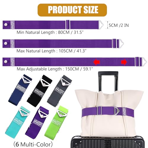 SOWPOPY Travel Belt Luggage Straps for Carry On Bag, Suitcases - color: DK-Purple