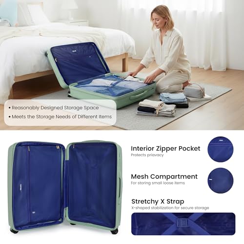 Luggage Sets 2 Piece(20/29in),w/TSA LOCK,Suitcase Set - color: Green, size: 2-Piece Set (20"/29'')
