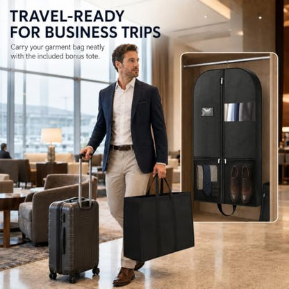 Breathable Garment Bag for Hanging Clothes with Clear Window and Zipper - size: V-GB-43in-1P-US1