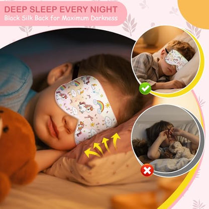 Kids Silk Sleep Mask, 100% Mulberry Silk Eye Mask with Adjustable Strap - color: Pink Horse Style