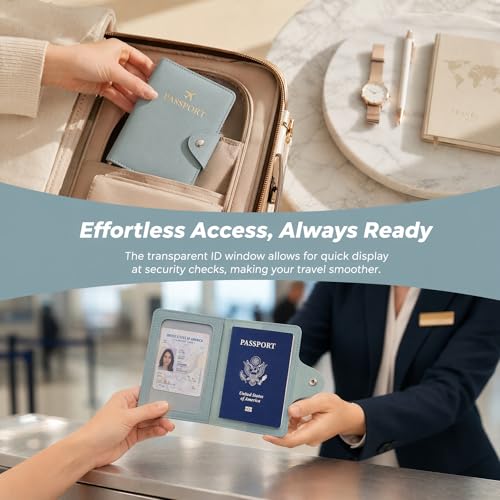 Passport Cover PU Leather Travel Wallet Holder Light blue Gift Idea - color: Light Blue