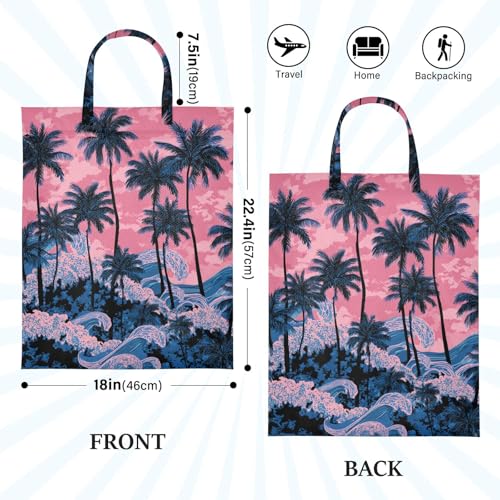 Travel Laundry Bags 2 PC Wet Dry Bag with Handle Dirty Clothes Organizer for Swimsuits Beach Camping Waterproof Washable Palm Tree Wave Pink - color: Palm Tree Wave Pink