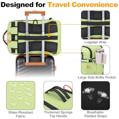 40L Travel Backpack 17.3" Laptop Carry On Duffel Flight Approved - color: Lightgreen