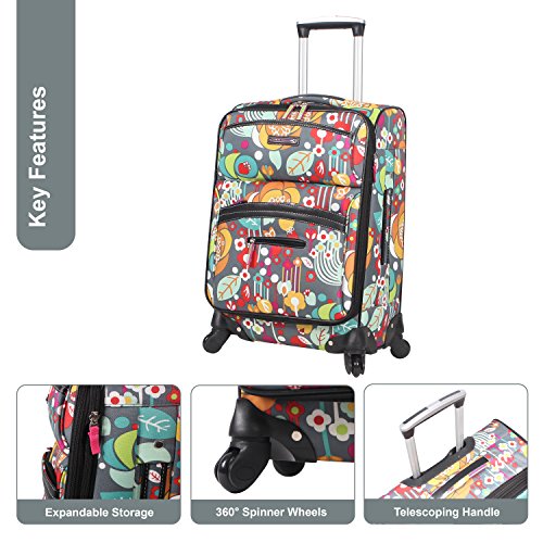 Lily Bloom Design Pattern 28" Luggage Softside Expandable With Double Spinner Wheels, Large Lightweight Suitcase Checked Bag For Women - color: Bliss