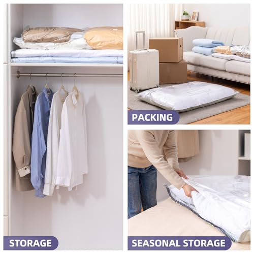 TAILI 6 Pack Vacuum Storage Bags, XXL Jumbo (47x39 Inch), Cream - size: 6 XXL Jumbo