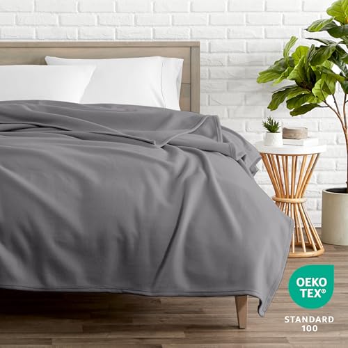 Bare Home Polar Fleece Blanket (Throw, Grey) | Premium Fleece, Warm & Cozy, Lightweight Blanket for Bed, Sofa, Camping, Travel and Cold Nights - color: 05 - Grey, size: Throw