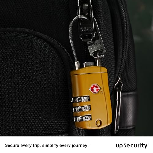 TSA Locks for Luggage, Small Padlock Combination with Cable, Luggage Locks TSA Approved, Combo Padlock with Code, for Travel Suitcase, Gym Locker, Gun Case, Backpack Zipper (Black+Golden) - color: Black+Golden