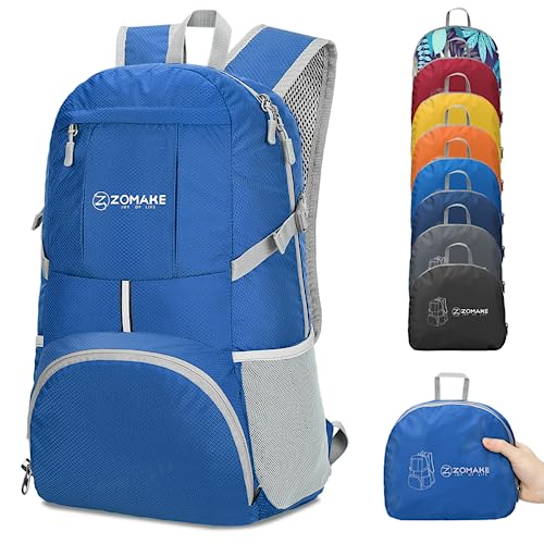 ZOMAKE Lightweight Packable Backpack 35L, Water Resistant Foldable Day Pack - color: B-dark Blue