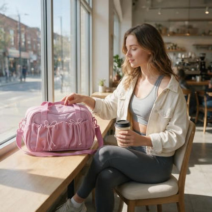 ECOHUB Small Gym Bag for Women, Mini Duffle Bag with Wet Compartment Pink - color: Pink