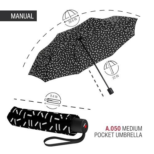 Knirps A.050 2 Person Travel Umbrella, Compact Windproof, Dance Black - color: Dance Black