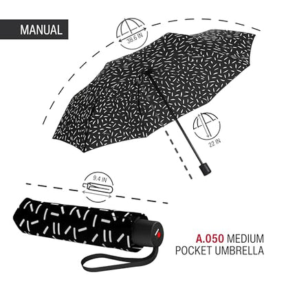 Knirps A.050 2 Person Travel Umbrella, Compact Windproof, Dance Black - color: Dance Black
