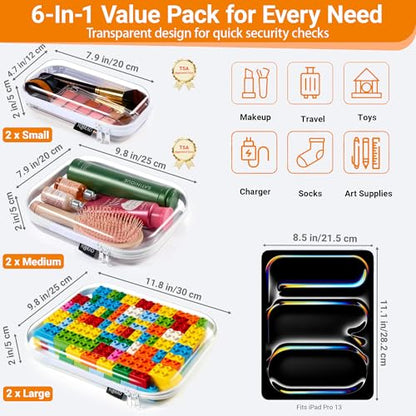 YQBRAO Clear Hard Shell Zipper Cases, Diaper Bag Organizer, 2L 2M 2S, White - color: White, size: 6 Pack (2L+2M+2S)